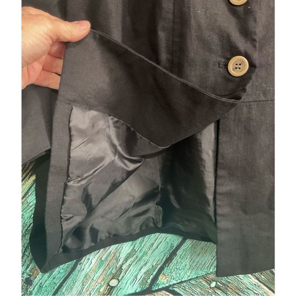 Sherry Taylor Linen Blend Blazer Jacket Size M Black 🍒🌿 - Picture 5 of 14